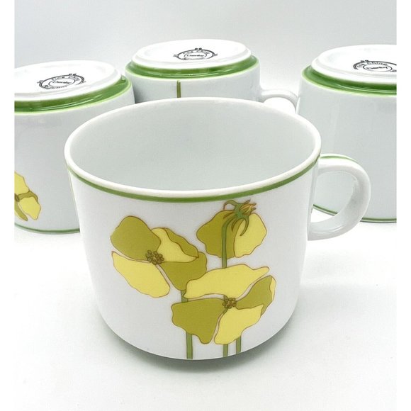 Four Vintage Denby Cups Quadrille Pattern Poppy Floral Made in Portugal 1974 - Picture 4 of 8